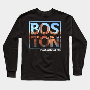 Boston Massachusetts Typography Long Sleeve T-Shirt